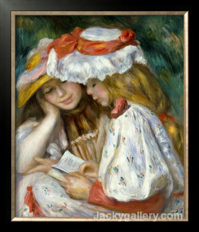 Two Girls Reading by Pierre Auguste Renoir paintings reproduction